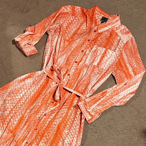 RARE* Queen Collection by Queen Latifah for HSN Maxi Shirt Dress - Coral Python - Picture 3 of 10